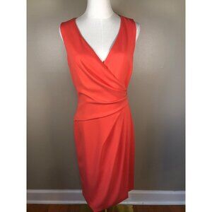 Lauren Ralph Lauren Sleeveless Wrap Front Orange Sheath Dress Size 6